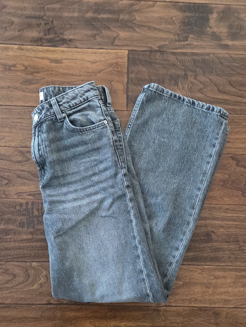 Bershka Black Washed Straight Jeans